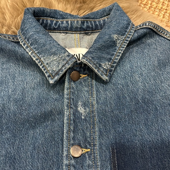 Zara denim chore jacket sz M - Picture 2 of 7